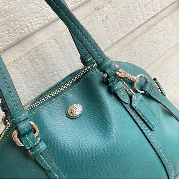 COACH Teal Blue Green Peyton Dome Satchel Tote Shoulder Bag 25671 - Picture 2 of 13
